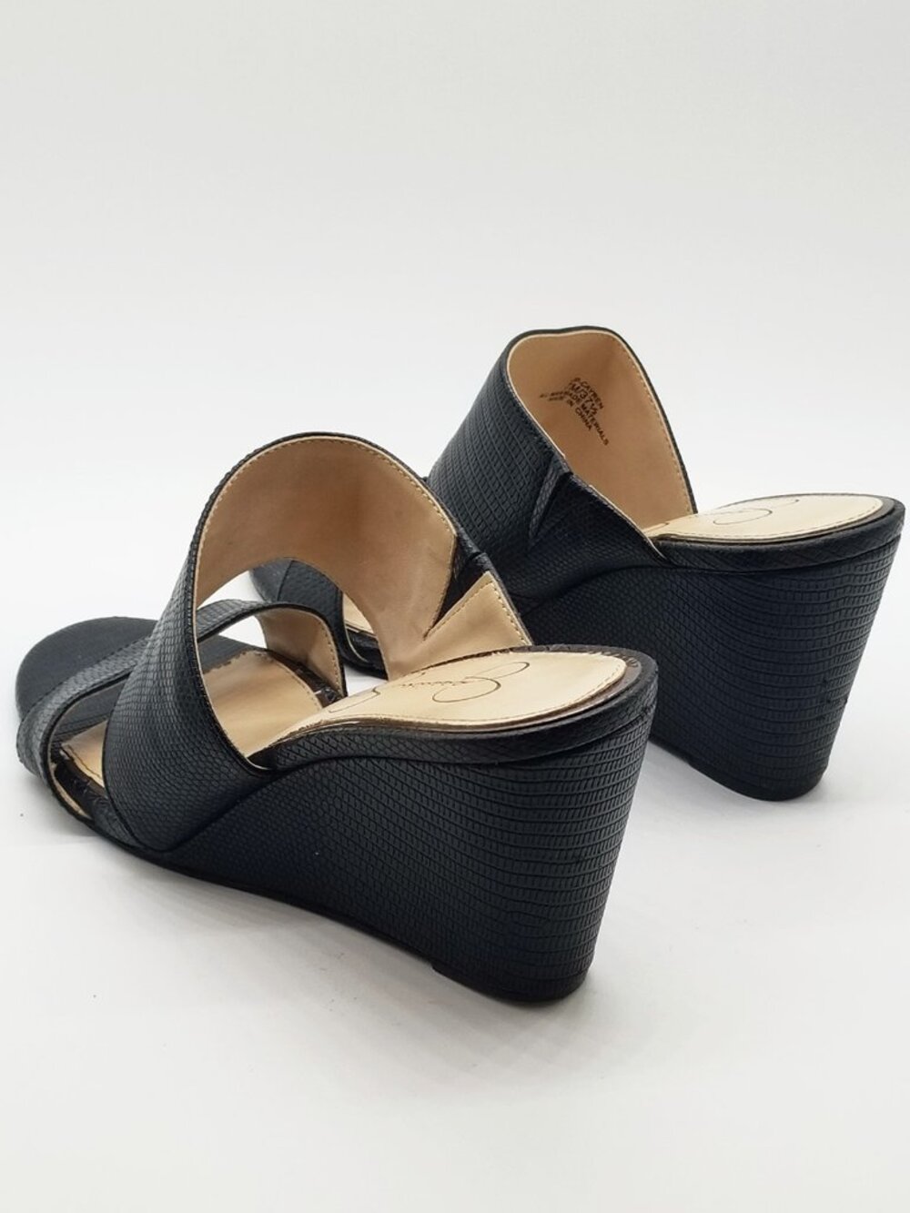 Jessica Simpson Cayren Black Double Strap Wedge Slide Sandal Women's 7M Slip On - Picture 8 of 15
